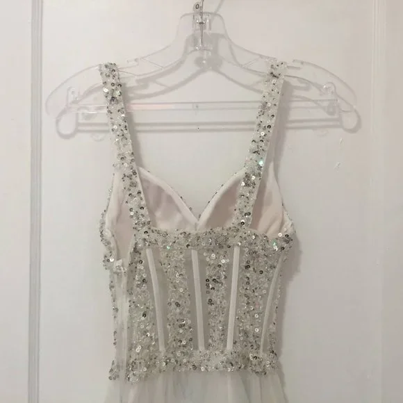 NWT Colors Dress White with Sequins Size 0